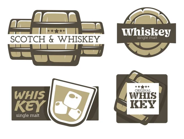Produkcja Napojów Alkoholowych Whisky Szkockiej Fabryka Lub Browar Izolowane Ikony — Wektor stockowy