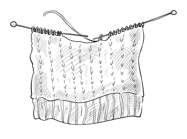 Вязание Хобби Шерстяные Нитки Иголки Изолированный Вектор Эскиза Пряжа Вязать — стоковый вектор