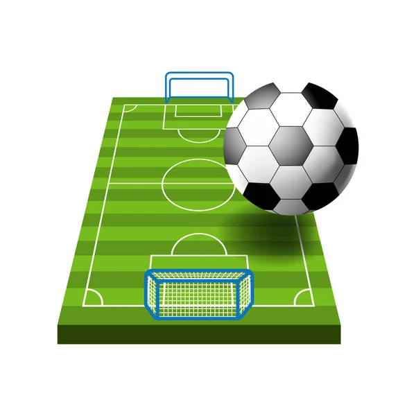 Futbol Veya Futbol Maçı Yeşil Oyun Alanı Izole Edilmiş Izometrik — Stok Vektör
