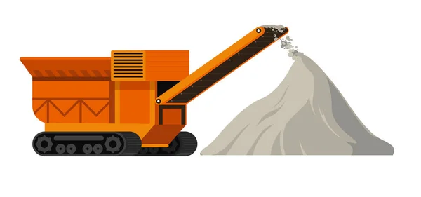 Bouwmachines Bouwplaats Apparatuur Materiaal Cement Poeder Stapel Geïsoleerde Pictogram Vector — Stockvector