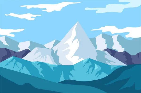 Ορεινό Τοπίο Χιονισμένα Βράχια Και Τακούνια Άγρια Φύση Διάνυσμα Θέα — Διανυσματικό Αρχείο