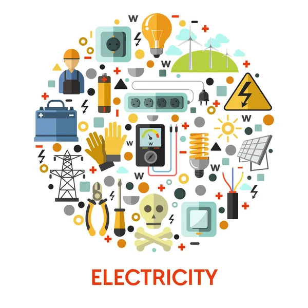 Elektrikli Aletler Elektrik Enerji Üretimi Güneş Pilleri Vektörü Voltmetre Pense — Stok Vektör