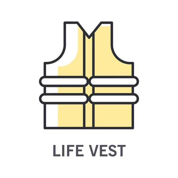 Swimming life vest or jacket isolated icon, protective wear — Stock Vector