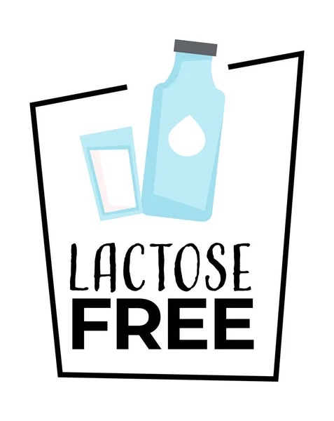 Geen lactose melk geïsoleerd icoon, fles etiket, alternatieve voeding — Stockvector