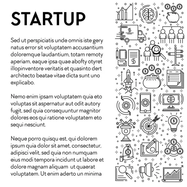 Business creativo progetto o start-up linea di icone poster — Vettoriale Stock