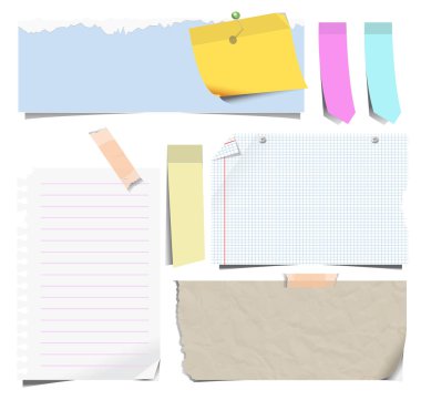 Defter kağıtları veya not kağıtları ve izole edilmiş yer imleri