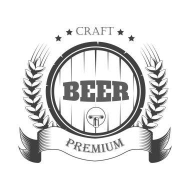 Bira barı, zanaat bira fabrikası izole edilmiş ikon, fıçı ve arpa