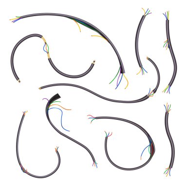 Elektrik kabloları izole edilmiş simgeler, güç kabloları veya telekomünikasyon