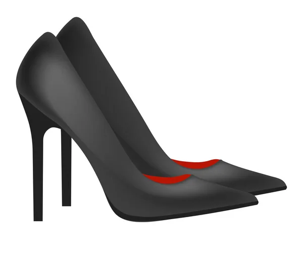 Magas sarkú cipő tűsarkú szivattyú fekete hegyes lábujjú — Stock Vector