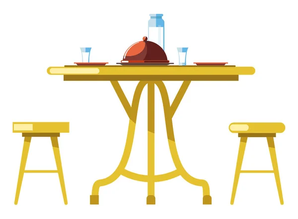 Журнальний стіл, подається їжа та напої, крита пляшка води для піддону — стоковий вектор