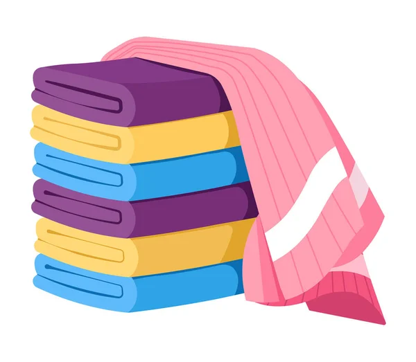 Towels Folded Stack One Cotton Towel Draped Top Terry Bath Stock Vector by  ©Sonulkaster 339652080