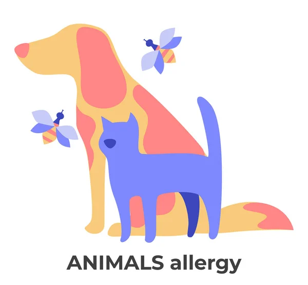 Animal Allergy Dog Cat Fur Bees Stings Vector Allergens Intolerance — 图库矢量图片