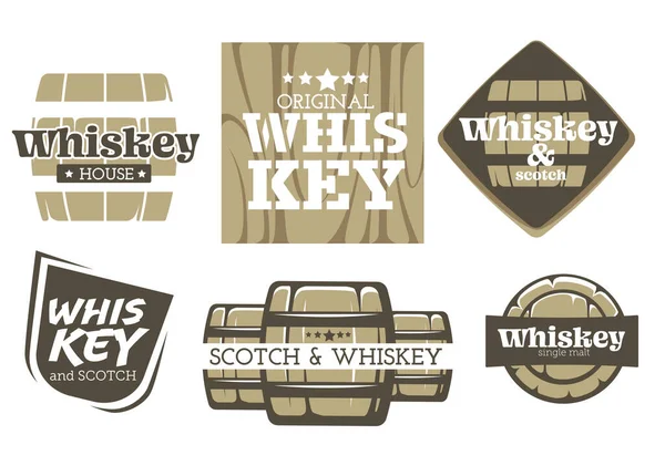 Produkcja Napojów Alkoholowych Whisky Szkockiej Fabryka Lub Browar Izolowane Ikony — Wektor stockowy