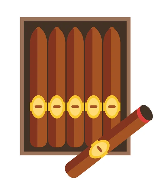 Zigarrenschachtel Geöffnet Verpackung Gedrehte Tabakblätter Verpackung Von Geräuchertem Luxusprodukt Mit — Stockvektor