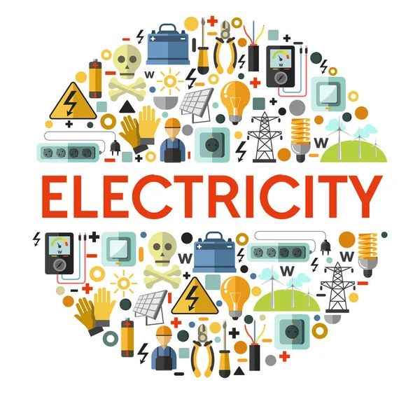 Herramientas Eléctricas Energía Eléctrica Generación Energía Vector Baterías Solares Voltímetro — Vector de stock