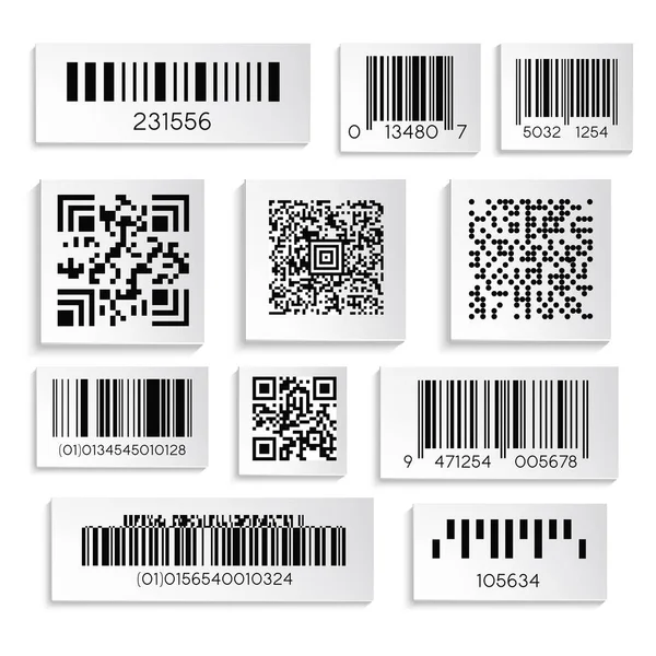 Αυτοκόλλητο Προϊόντων Κρυπτογραφημένο Σειριακό Αριθμό Barcodes Μεμονωμένα Εικονίδια Διάνυσμα Supermarket — Διανυσματικό Αρχείο