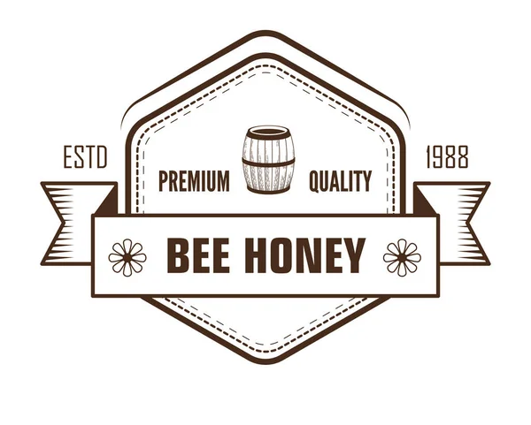 Bee Honey Natural Product Isolated Sketch Icon Apiary Beekeeping Label — Stock vektor