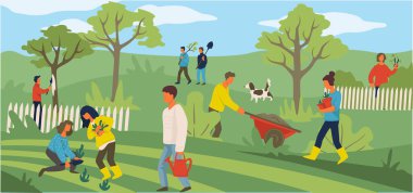 Bahçede çalışanlar, bahçe işçileri ya da çiftçiler. Erkek, ağaçları beyazlatır, kadın karakterler çiçek diker, erkek, su kutusu taşır. Bahçıvanlar ya da işçiler, daire içindeki aile aktiviteleri taşıyıcısı