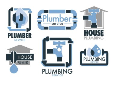 Tesisat servisi, tesisat tamiri, izole ikon vektörü. Borular, musluklar ya da anahtarlar, sızıntıyı tamir etmek, boru hattının yenilenmesi ve bakım. Ev onarım işleri, hijyenik mobilya taksitleri.