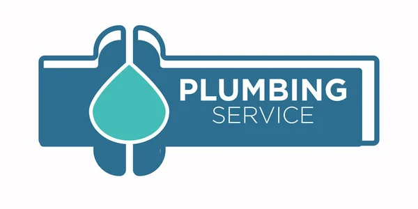 Logo Instalatérské Služby Modré Potrubí Trubice Kapající Vodou Uprostřed Spojení — Stockový vektor