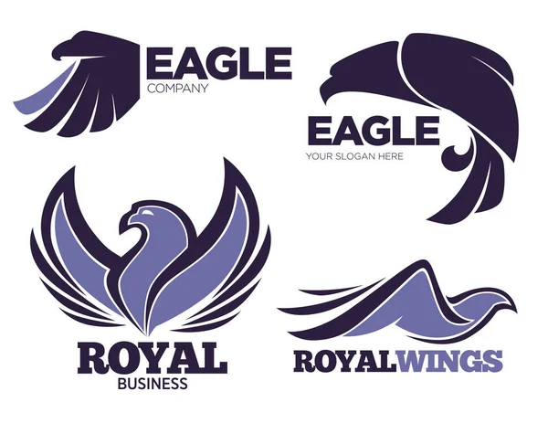 Логотипы Компаний Эмблемы Пользовательским Слоганом Изолированная Коллекция Орлиные Птицы Ястребы — стоковый вектор