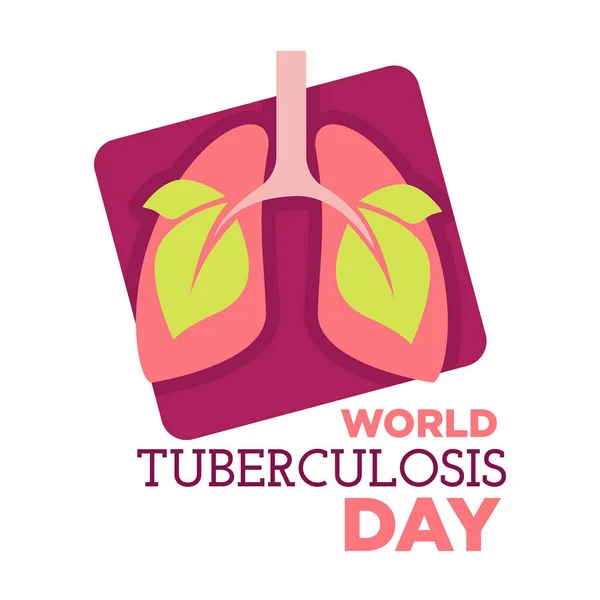 Giornata Mondiale Della Tubercolosi Polmoni Umani Con Foglie Astratte Icone — Vettoriale Stock