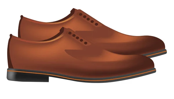 茶色の男の靴 革の靴のペアは ラウンドつま先 ブーツ サイドビューとオックスフォード 男性の履物服アイテム 古典的なスタイル クローズアップ 現実的なグラフィックベクトル図白の背景 — ストックベクタ