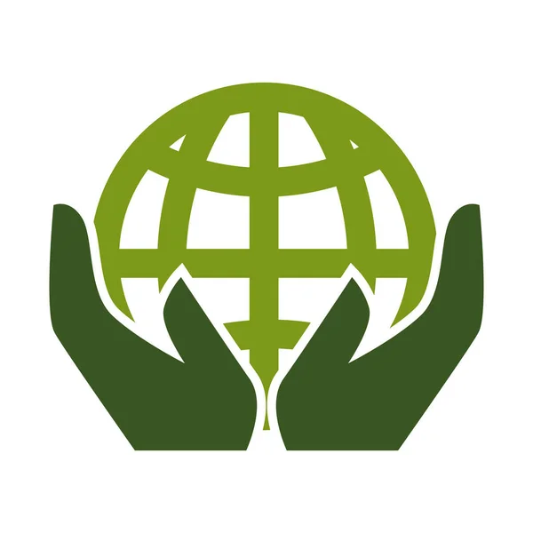 Планета Людські Руки Всесвітній День Землі Ізольовані Іконки Вектор Екологія — стоковий вектор