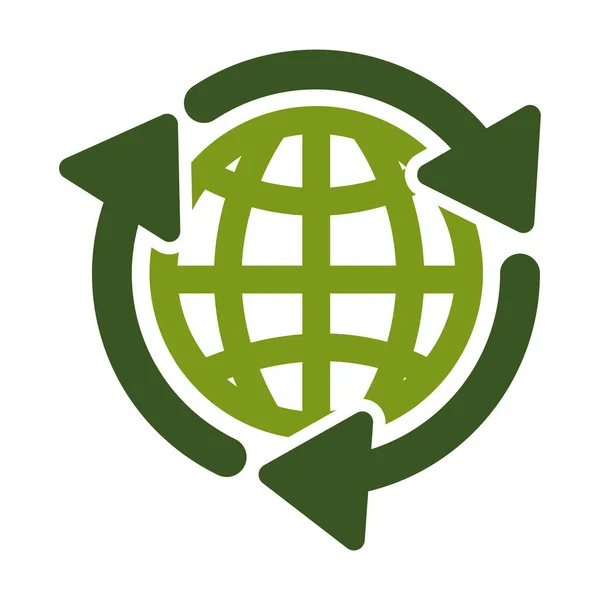 Planeet Recycling Symbool Wereld Aarde Dag Geïsoleerde Icoon Vector Ecologie — Stockvector