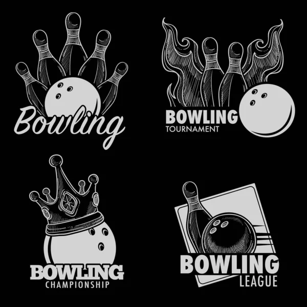 Skittles Palla Bowling Campionato Isolato Icone Vettore Torneo Sportivo Competizione — Vettoriale Stock