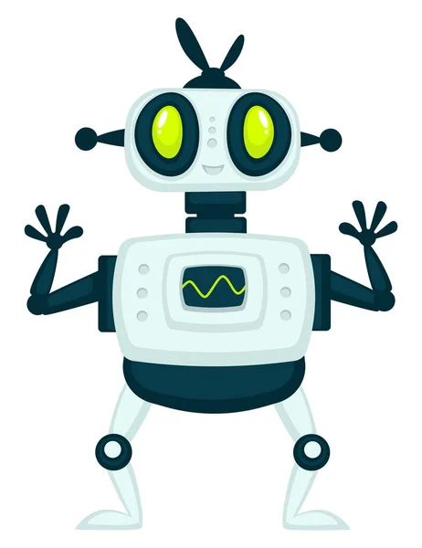 Ηλεκτρονικό Ρομπότ Κεραίες Και Πόδια Κουμπιά Και Ανιχνευτή Οθόνη Απομονωμένο — Διανυσματικό Αρχείο