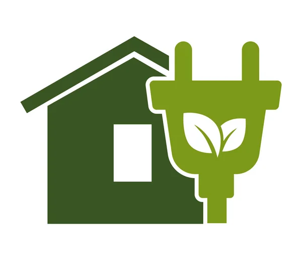 Eco Energia Casa Verde Uso Energia Eco Friendly Vetor Ícone — Vetor de Stock