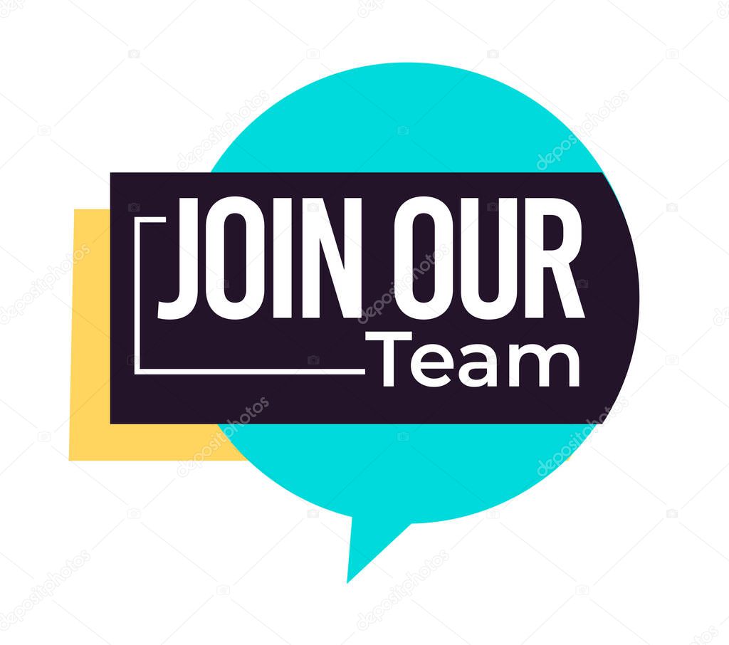 Hiring and join our team isolated icon, wanted and vacancy vector. Career and job finding, recruitment and employment, emblems or logo. Work offer ads or promotion, social media announcement