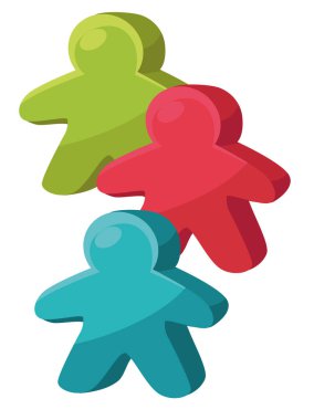 Çocuklar ve yetişkinler için masa oyunlarında kullanılan figürler. Eğlence ve aktiviteler, hobiler veya eğlence. İnsan vücudu şeklinde oyuncaklar, figür sembolize edici oyuncular, renkli jetonlar, düz vektörler