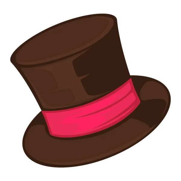 茶色のリボンで帽子をかぶる サークルつばと白に隔離されたカラフルなテープで帽子の光沢のあるビュー ヘッドウェアアクセサリーファッション漫画のアイコンと紳士服ベクトルの要素 — ストックベクタ