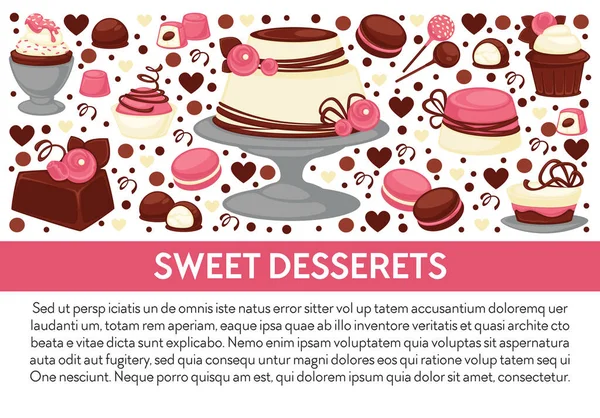 Tienda Postres Dulces Pasteles Caseros Pasteles Con Chocolate Glaseado Encima — Archivo Imágenes Vectoriales