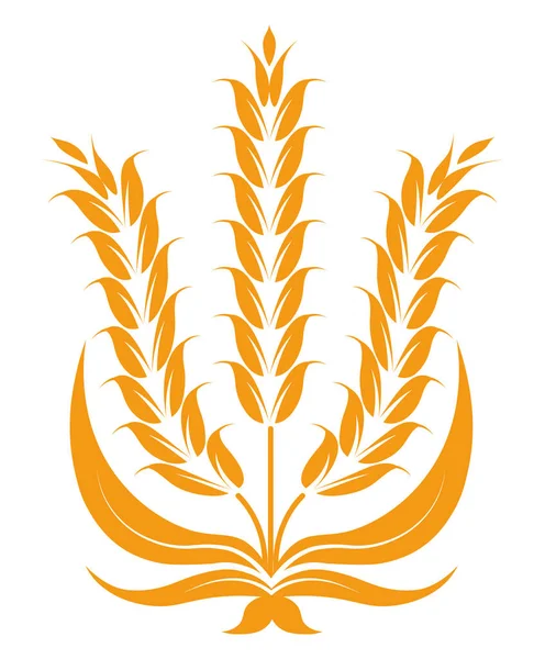 用缎带捆扎的小穗 孤立的麦穗或黑麦穗 收获和营养的象征 农业收获季节的标志 面包烘焙用的有机作物 扁平型病媒 — 图库矢量图片