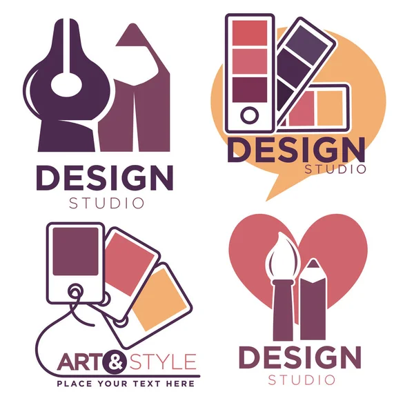 Collectie Van Design Art Studio Logotypen Labels Geïsoleerde Set Van — Stockvector