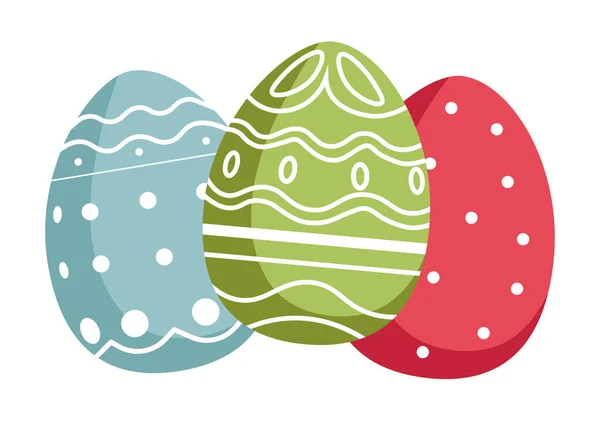 Easter eggs decorated with ornaments and paints vector — Stock Vector