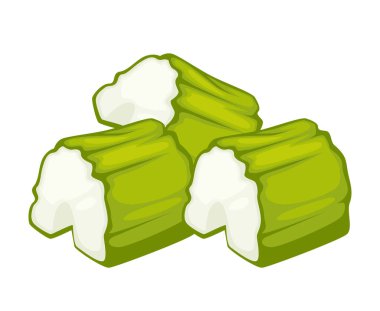 Organik malzemeler parçalara ayrılmış, kereviz sapı sebze ikonu izole edilmiş. Sağlıklı beslenme, detoks, çiğ beslenme. Vejetaryen menüsü ve vejetaryen menüsü için gıda ve yemek için kullanılan doğal ürün, vektör