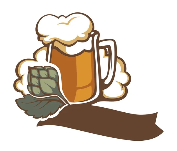 Λογότυπο Ζυθοποιίας Μπύρα Ποτήρι Αλκοολούχο Ποτό Αφρό Από Πάνω Εμβλήμα — Διανυσματικό Αρχείο