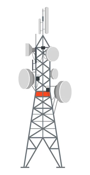 Tour Centrale Signal Réception Système Radio Construction Isolée Métal Utilisé — Image vectorielle