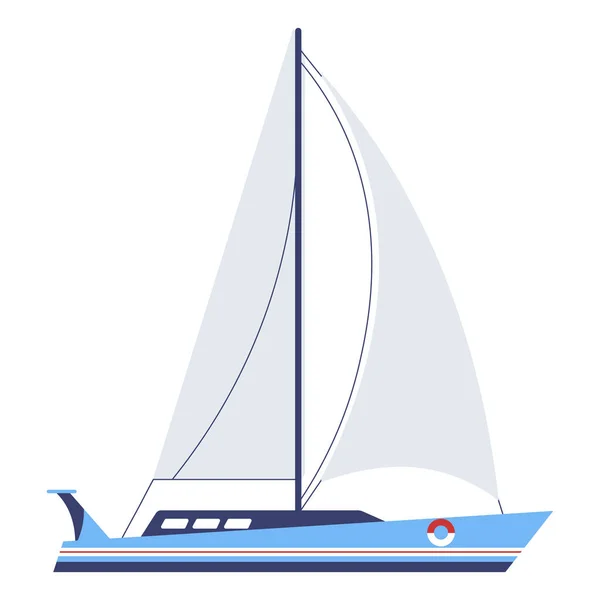Transport Seas Oceans Sailboat Yacht Isolated Icon Ship Mast Lifebuoy — Stock Vector