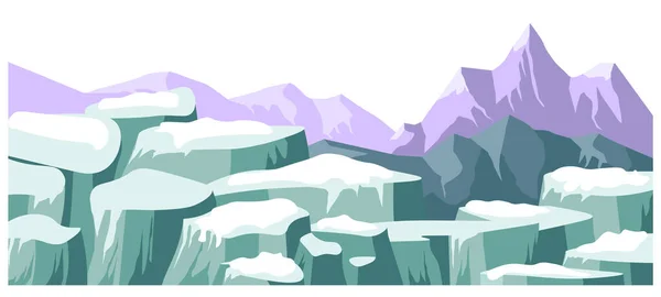 Πανοραμικό Τοπίο Χειμώνα Χειμερινό Τοπίο Βράχια Και Βουνά Βράχια Και — Διανυσματικό Αρχείο