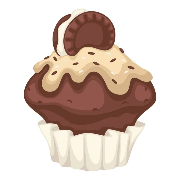 用可可粉 慕斯或奶油做的甜点 用脆饼干装饰 面包店或自制食品 部分小吃和糖果加巧克力底和洒水 矢量呈扁平型 — 图库矢量图片