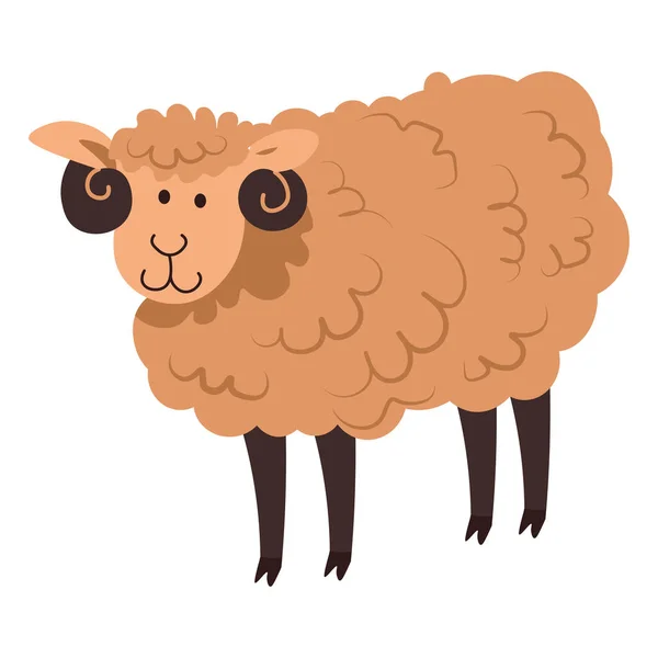 Sheep Furry Coat Isolated Domestic Animal Fluffy Soft Fur Lamb — Stock Vector