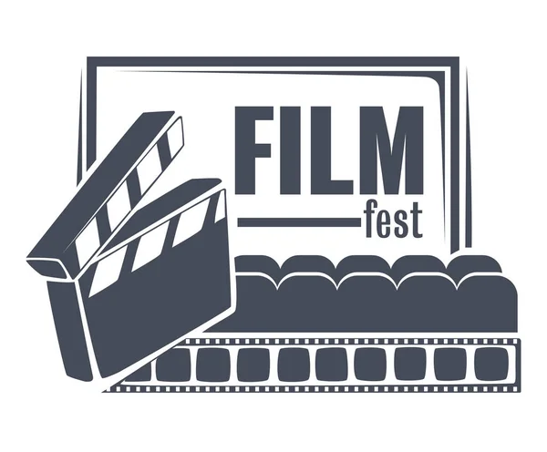 Filmmaking Cinematografia Ícone Isolado Festival Cinema Salão Cinema Com Assentos —  Vetores de Stock