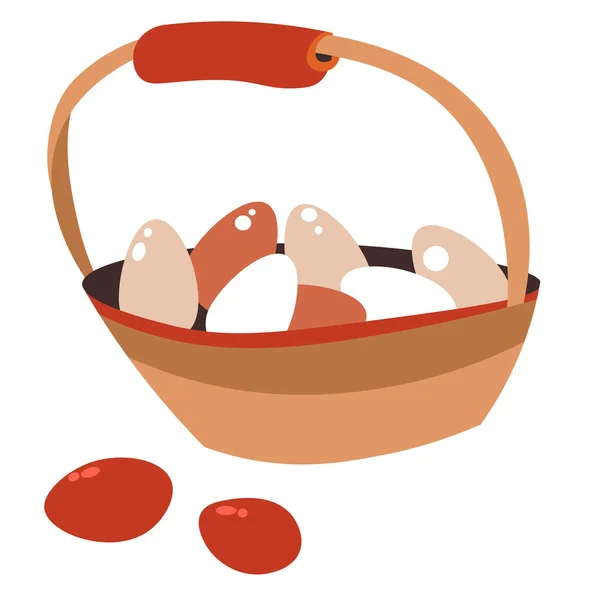 Cesta Con Huevos Pollo Pintados Regalos Tradicionales Pascua Regalos Envase — Archivo Imágenes Vectoriales