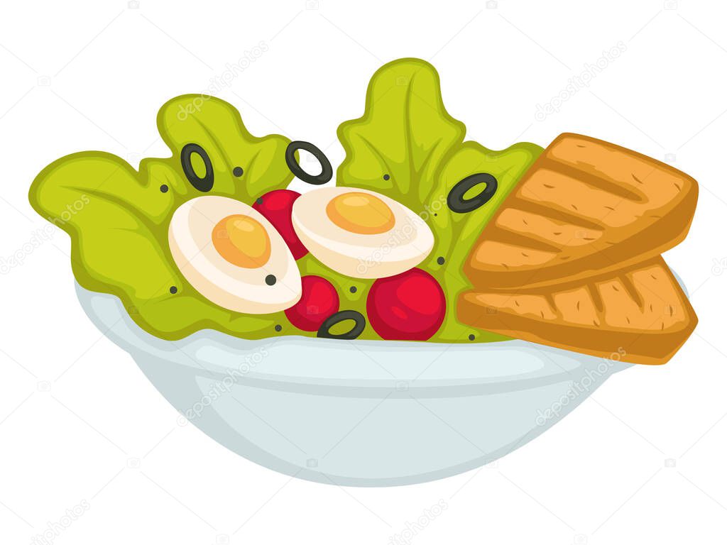 Desayuno Cena Tradicional Tazón Aislado Con Hojas Ensalada Verde Huevos  Vector de stock por ©Sonulkaster 361788486, image size:1024x768