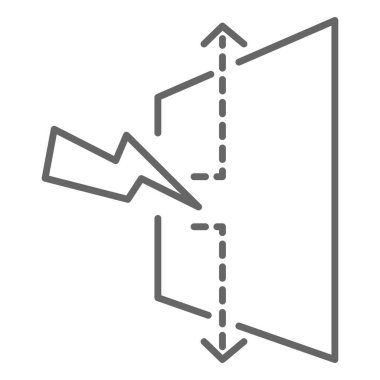 Maddi özelliklerin ve özelliklerin şematik açıklaması. Yıldırım ve oklarla izole edilmiş duvar ya da pencere camları. Mimari planlamanın renksiz şeması, dairesel vektör